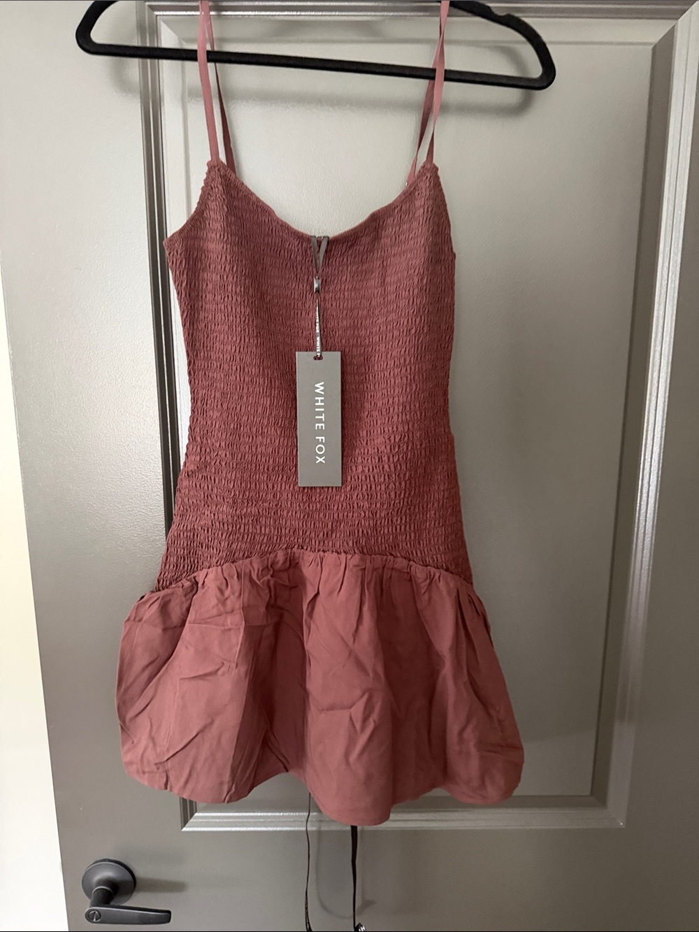 White Fox Boutique Smocked Mini Dress in Mauve